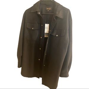 Black Suede Button Up